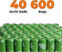 Vista 230 de Best Pet Supplies - Bolsas para limpieza de excremento de perro, rollo de repuesto, uso en exteriores, a prueba de fugas y desgarros, plástico