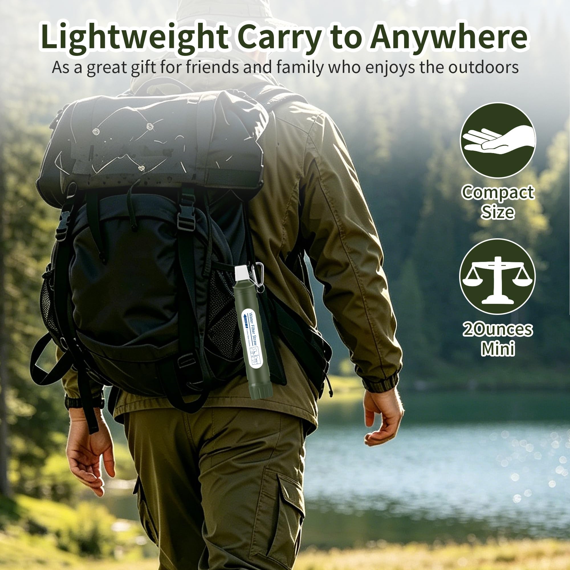 Pajita de filtro de agua personal, purificador de agua portátil de 4 etapas certificado NSF, sin BPA, equipo de supervivencia de filtración de agua de emergencia para senderismo, camping