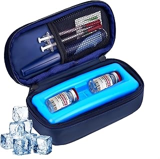 Insulin Vial Cooler Travel Case - TSA Approved Insulated Medicine Bag with Reusable Ice Brick, Portable Diabetic Organizer for Vials & Pens