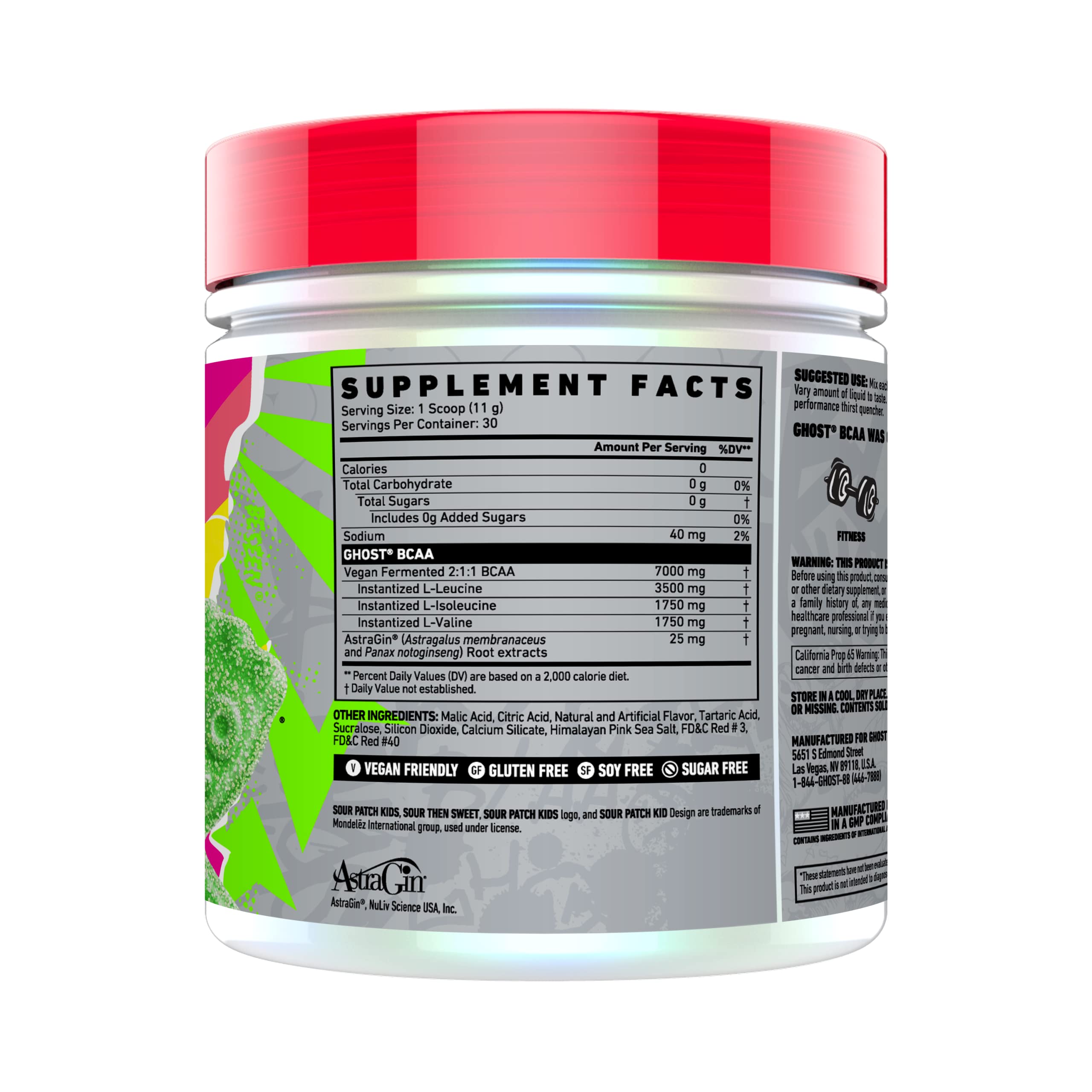GHOST BCAA Powder Amino Acids Supplement, Sour Patch