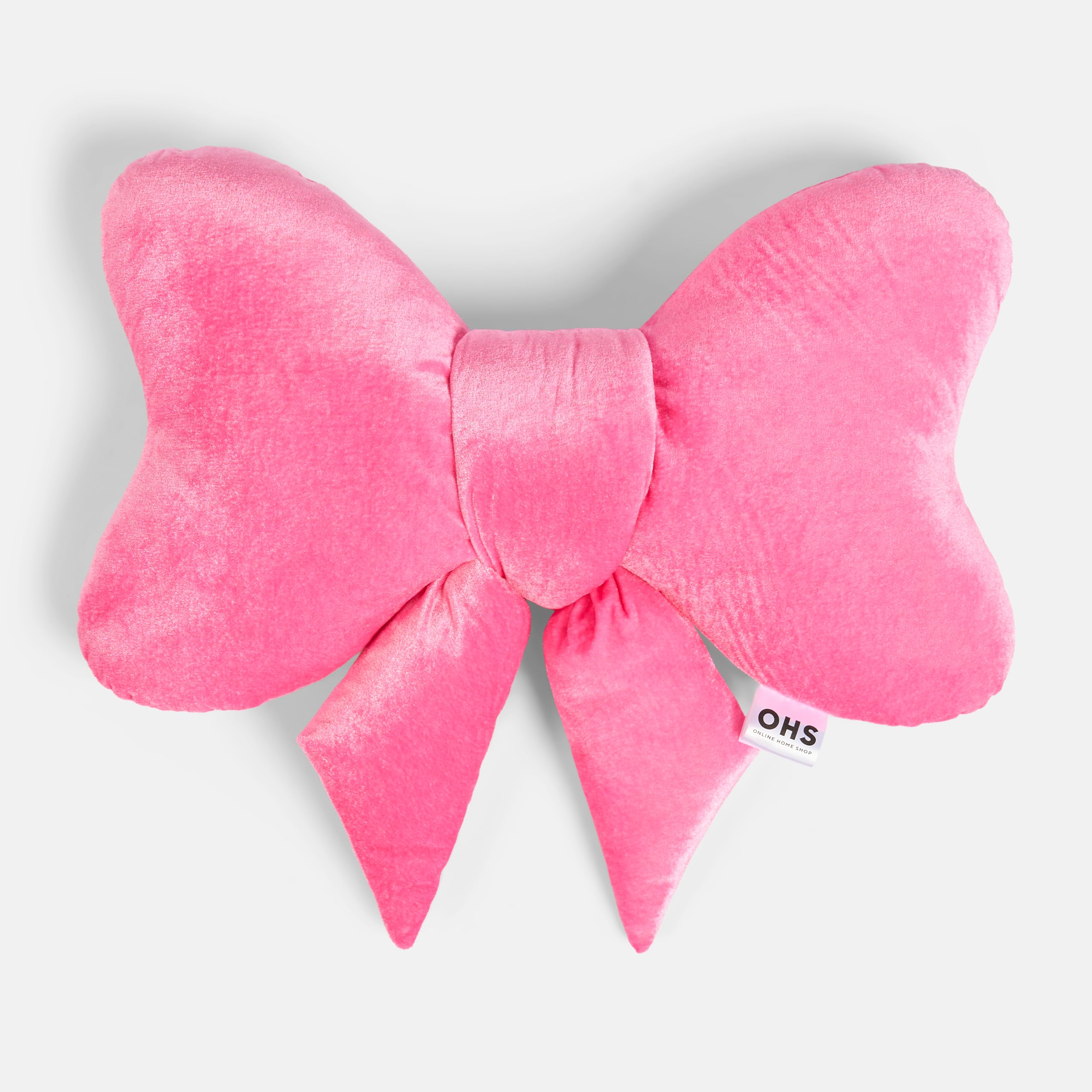 Ohs Pink Throw Pillow Bow Shaped Velvet Novelty Scatter Cushion For Sofa Couch Bedroom Back Support Cushion Decorative Cute Room Decor Plush Pillow, - 45 X 33Cm
