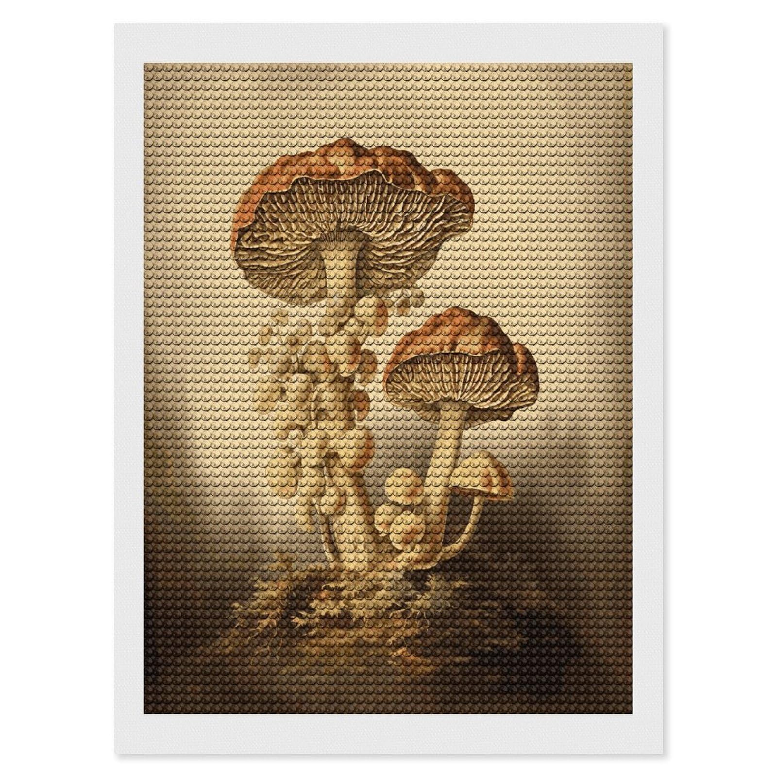 FekiLoot Diamond Art Kits for Adults, DIY 5D Vintage Mushrooms Diamond Painting Kits for Beginners, Full Round Drill Diamond Dots Painting Gem Art Crafts for Home Wall Decor & Gift 12"x16"