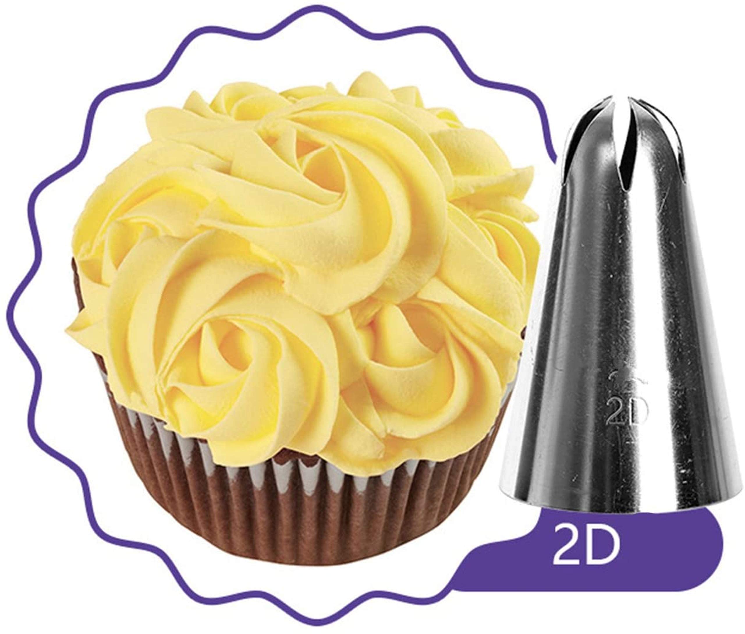 UTD Pastry Bag 100 Pcs Medium 12.5 Inch Disposable Pastry Decorating Bags, an 1M and 2D Big Size Cream Cake Icing Piping Nozzles Pastry Tips Fondant Cake Decorating Tip Stainless Steel Nozzle Baking 2