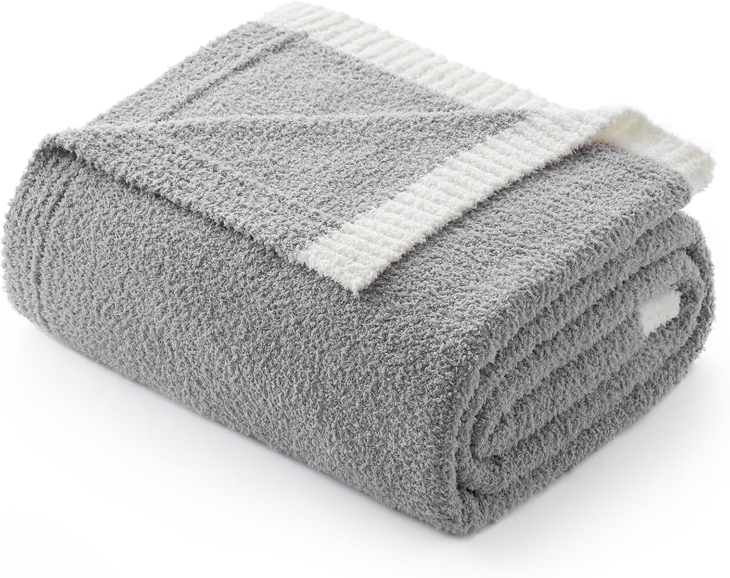 Product image of Snuggle Sac Ultra Soft Throw Blanket for Couch Bed Sofa 50x60 inches, Reversible Grey Blanket Microfiber Fluffy Fuzzy Cozy Knit Throws for Women Mothers Birthday Gifts