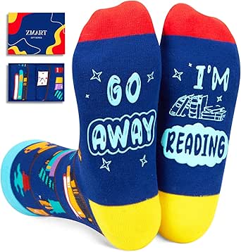 Zmart Book Lover Gifts for Women Men, Funny Reading Gifts for Readers Writers Authors, Novelty Book Reading Gifts Socks