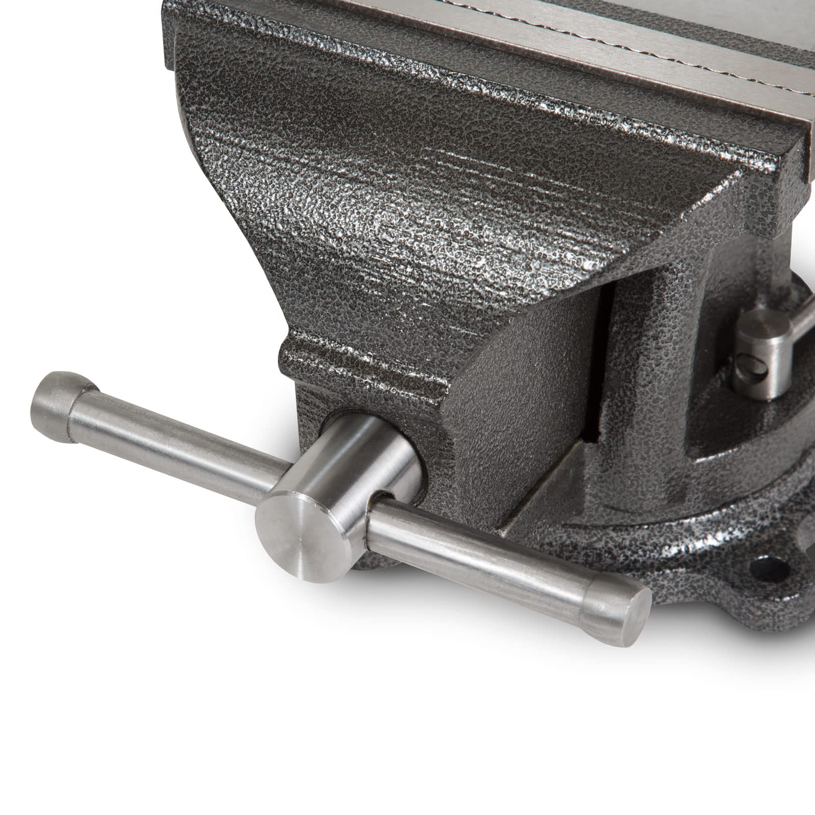 EBERTH Schraubstock aus Gusseisen mit Amboss, 150mm Backenbreite, 152mm Gesamthöhe, 360° drehbar, 123mm Ø Teller, 100mm maximale Spannweite, Schraubstock groß, für diverse Arbeiten