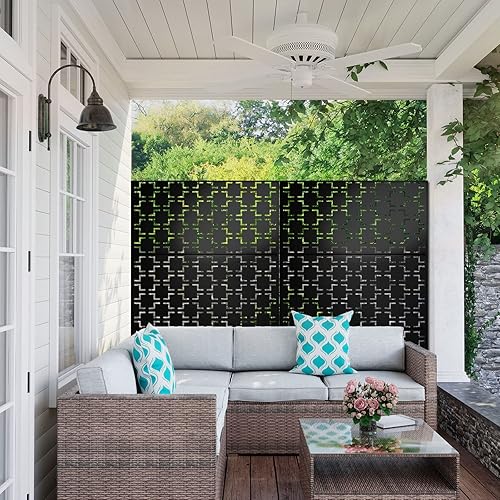 Miniatura 6 de Elevens Pantalla de privacidad de metal para patio al aire libre, paneles decorativos independientes con soporte para terraza, patio, balcón,