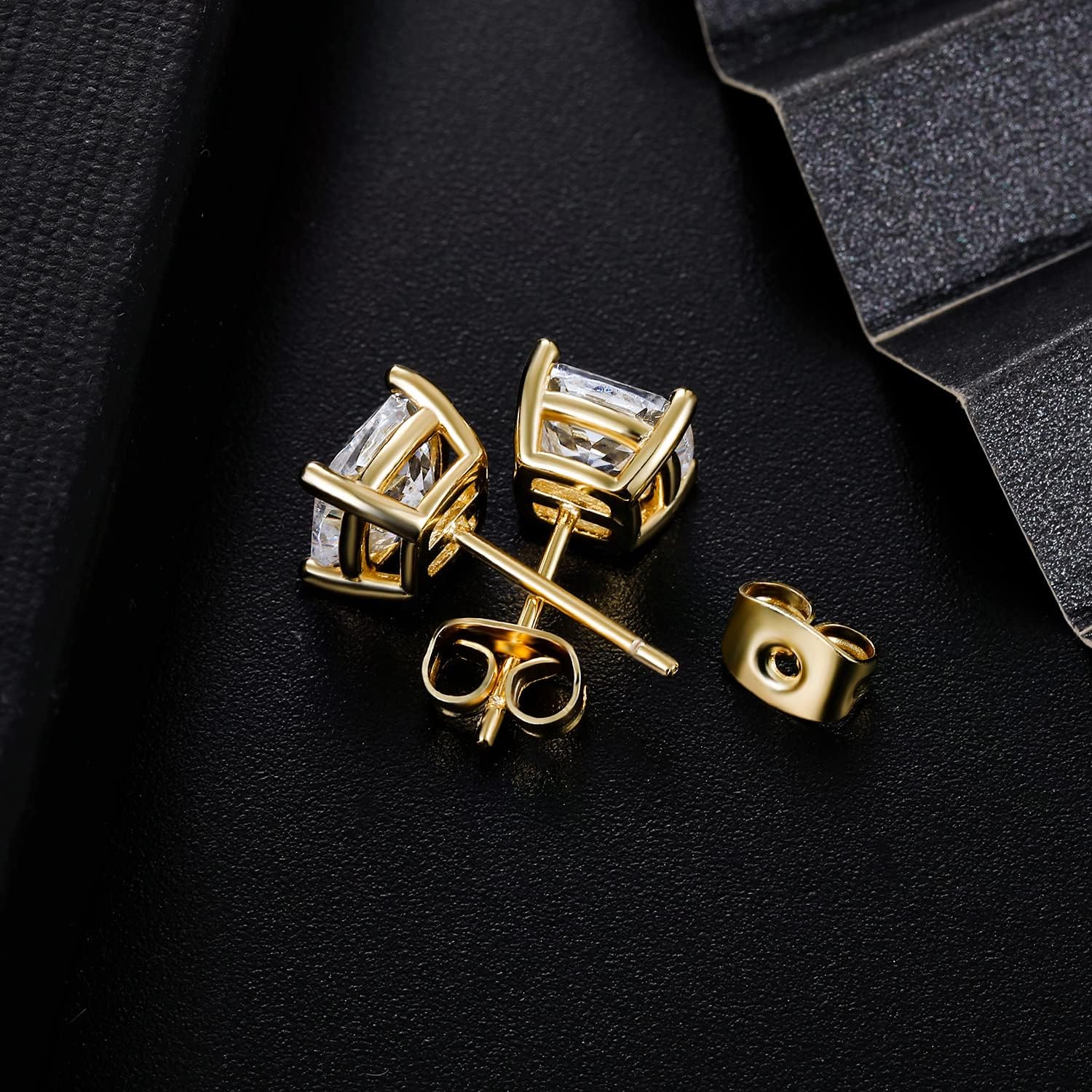 MDFUN 5 Pairs Stud Earrings Sets 3-7MM 18K Gold Plated Round/Cushion/Asscher/Emerald Cut Cubic Zirconia Earring Hypoallergenic Stud Earrings for Women Men - Image 7