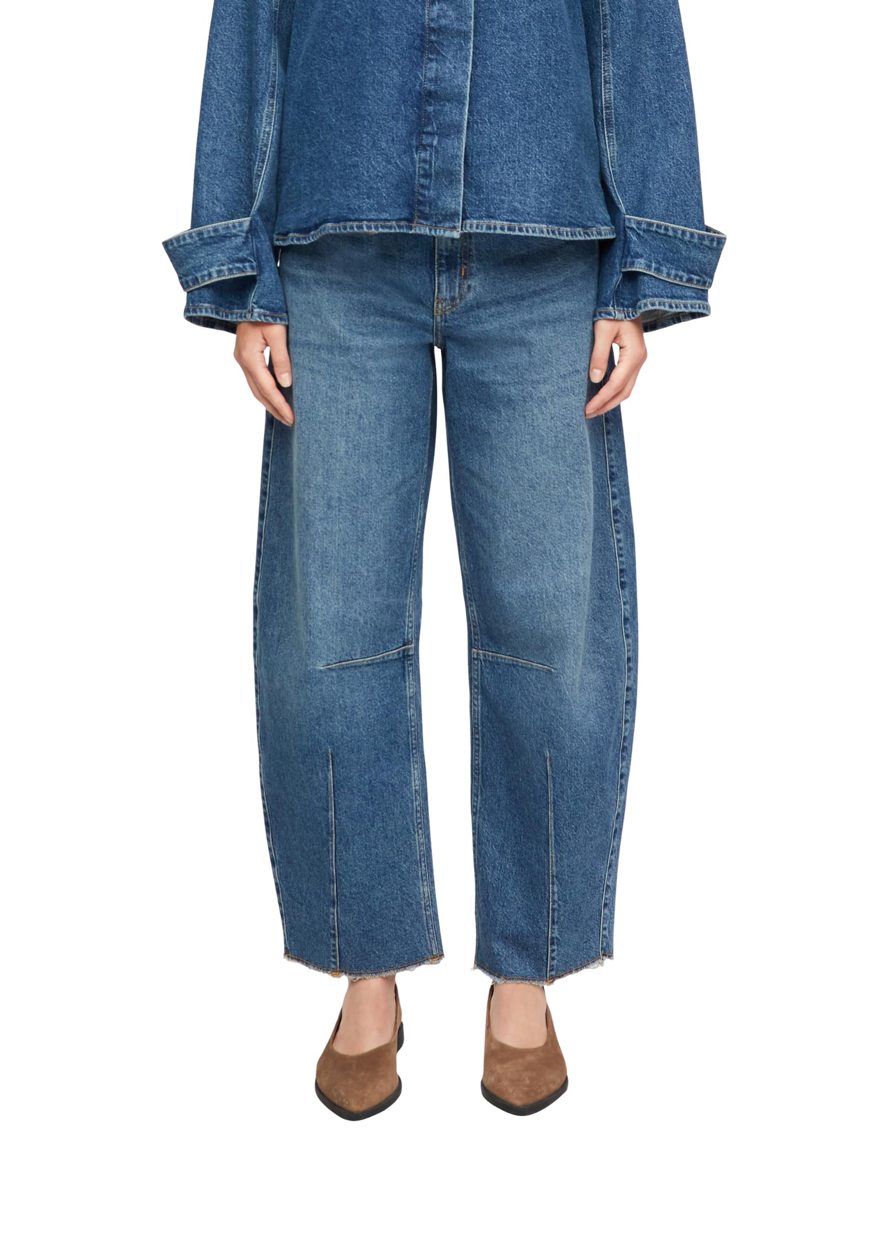 Comma Damen Jeans – Barrel Leg, Mid Rise, Waschung, 5-Pocket-Form