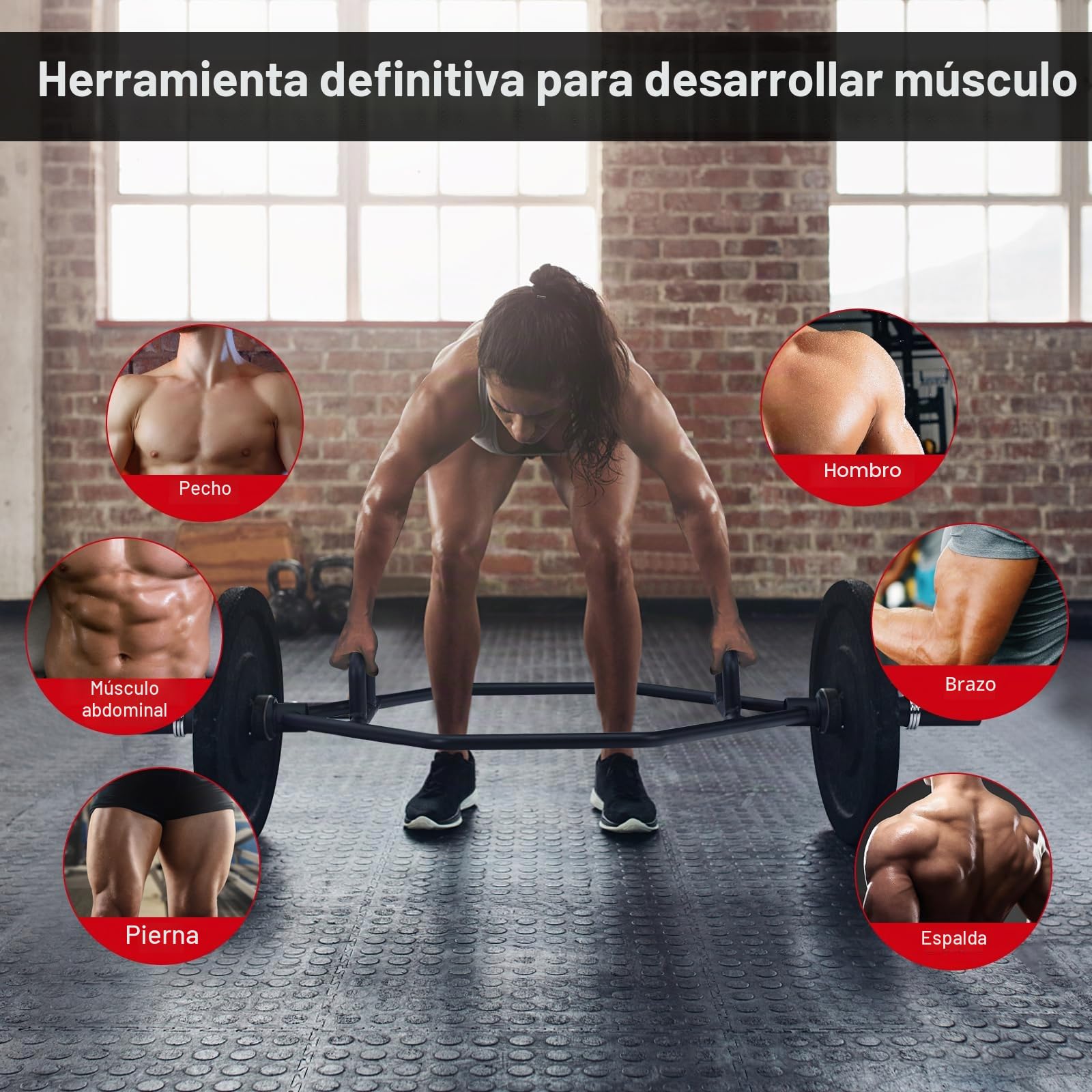 KOMFOTTEU Trap Bar 50mm, Barra de Pesas con Mango Plegable, Barra Hexagonal de Acero con Cierre de Muelle, Barra de Trampa con carga 363 kg para Sentadillas, Peso Muerto, 142 cm