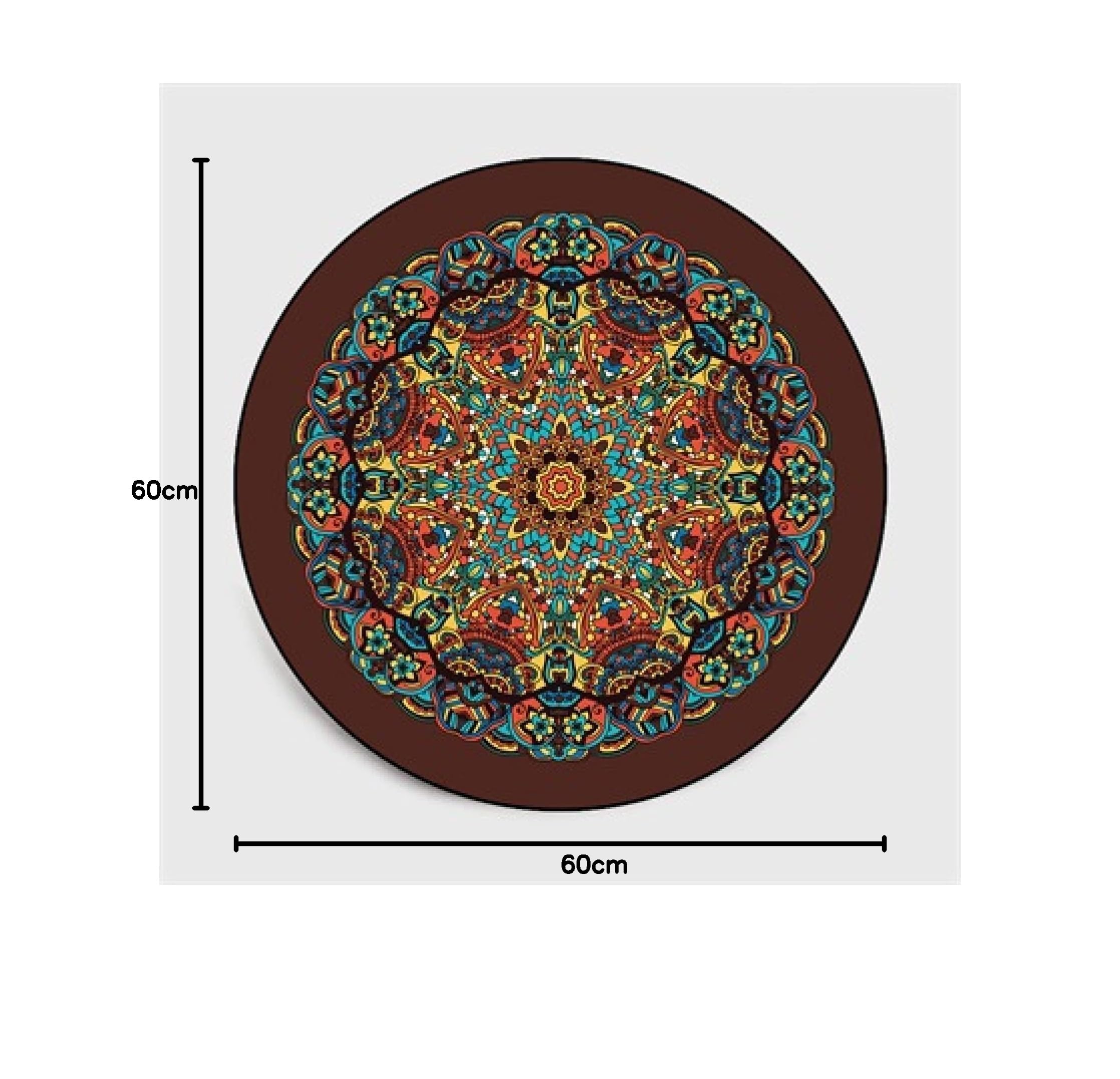 Eco-vriendelijk groot rond vloerkleed retro bloemen etnische stijl Antislip ronde tapijten voor slaapkamer woonkamer kinderkamer decor ø 60 cm