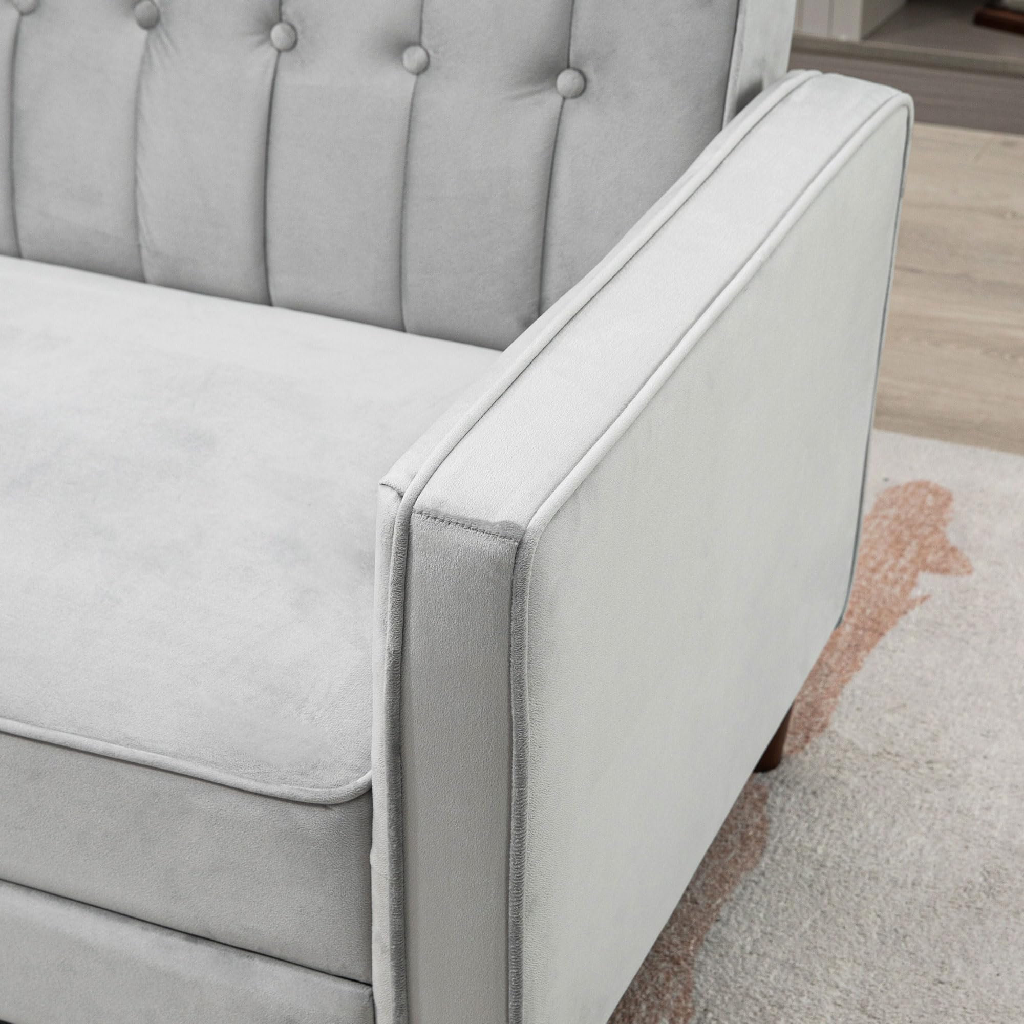HOMCOM Sofá de 3 Plazas Convertible en Cama Tapizado en Terciopelo con Respaldo Ajustable y Patas de Madera Sofá Moderno para Salón Oficina 189x81x83,5 cm Gris
