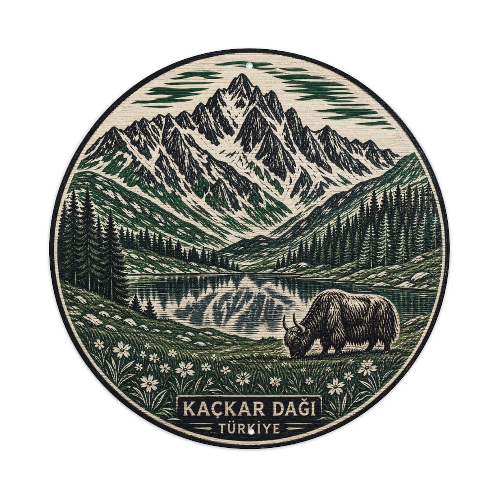 Kackar Mountains Turkey Alpine Wildlife Woodblock Metal Tin Sign