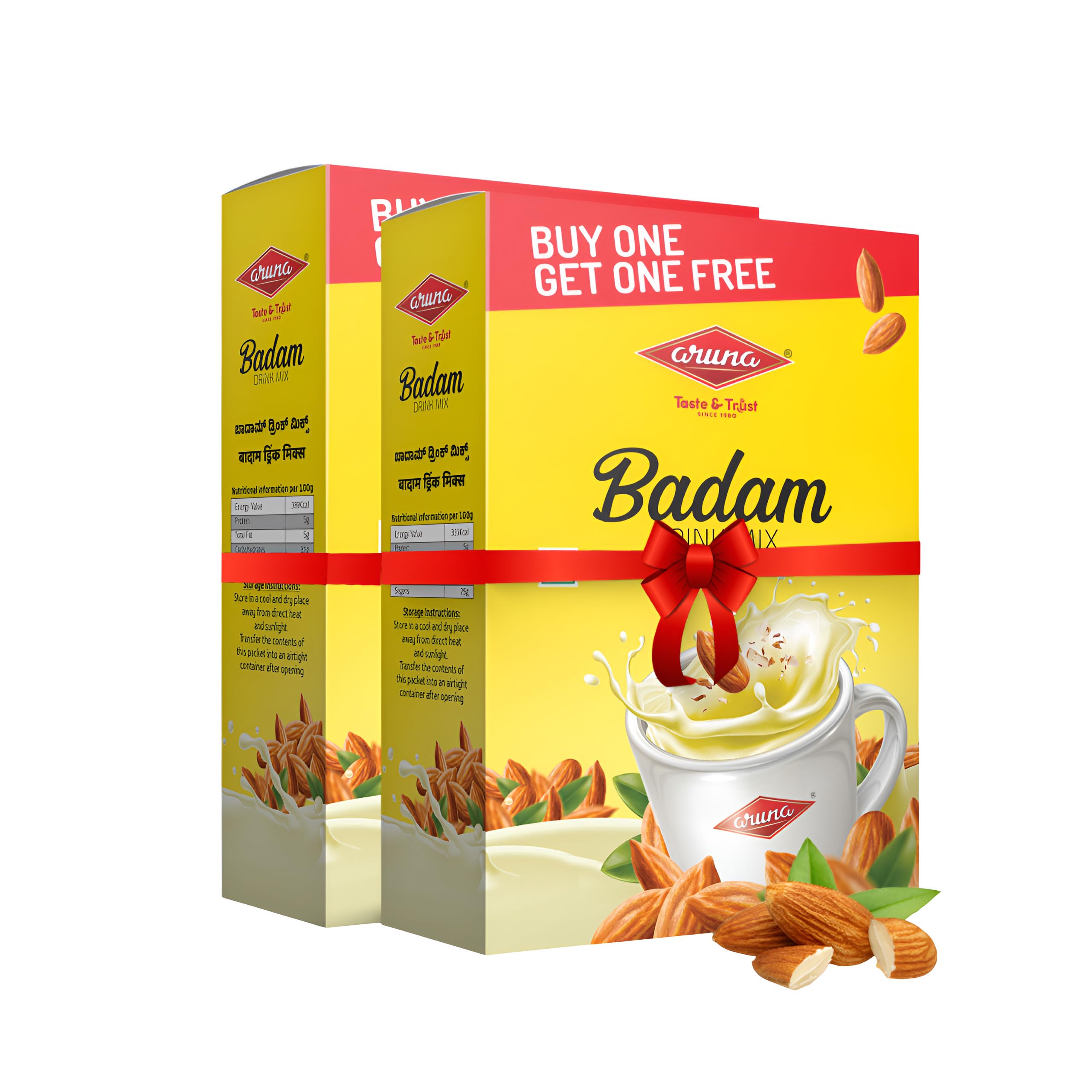ARUNA Instant Badam Drink Mix - Pack of 2 (200g) | Almond Flavor, No Artificial Additives, Easy Preparation with Milk or Water | Ideal for Festivals, Family Gatherings and Nutritional Treats-image-25