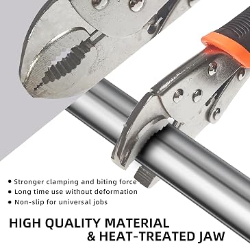 5-Piece Locking Pliers Set, 5, 7 & 10 Curved Jaw Adjustable Vise Grip Pliers and 7 & 9 Long Nose Welding Clamps for DIY Projects,Mechanic and Woodworking