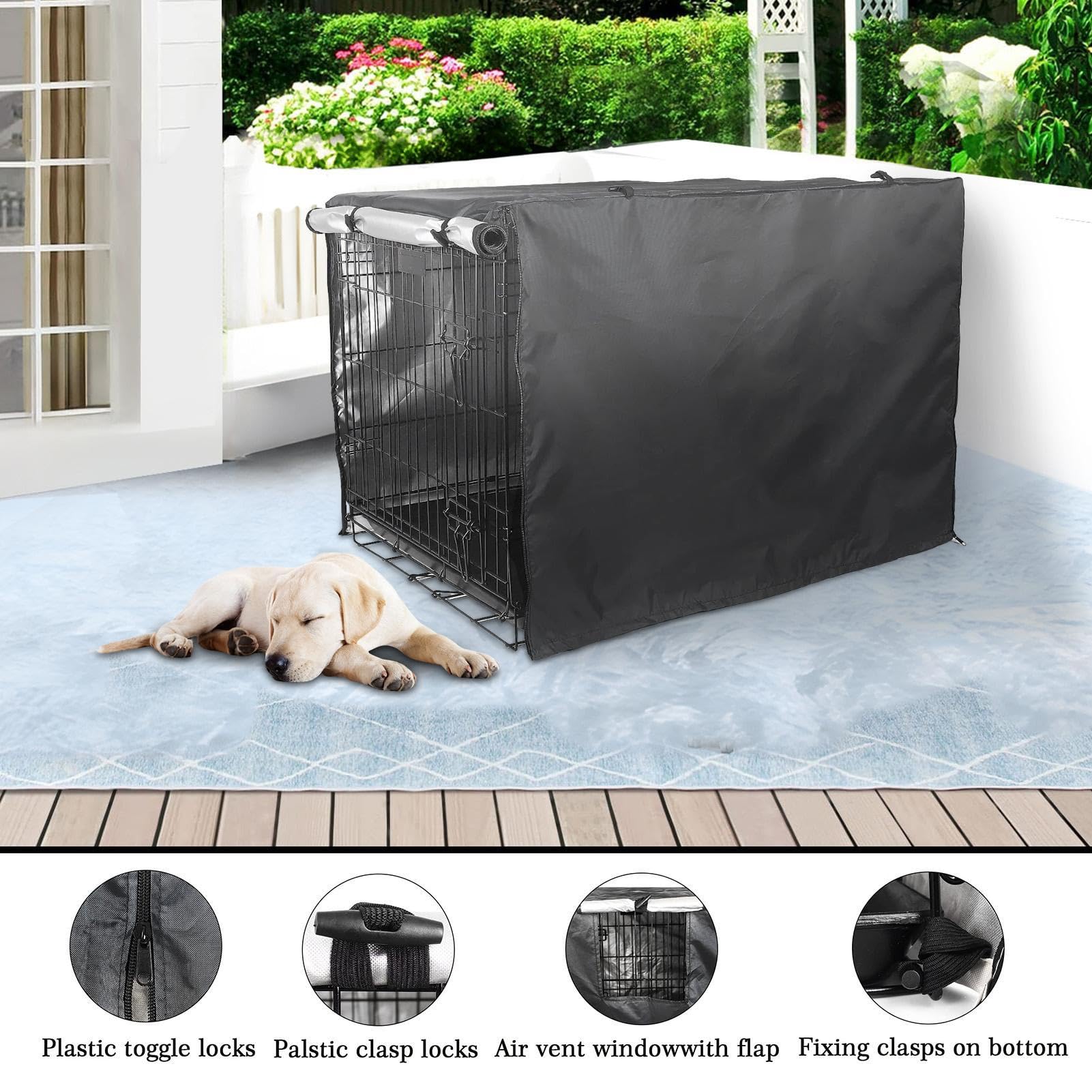 Générique Housse Cage Chien Double Porte - 107x72x77cm Pare- Chenil Animal, Résistante Anti- | Protecteur Chenil Tissu Robustes Coupe-Vent pour Races Chiens Moyennes | Housse Cage Tissu