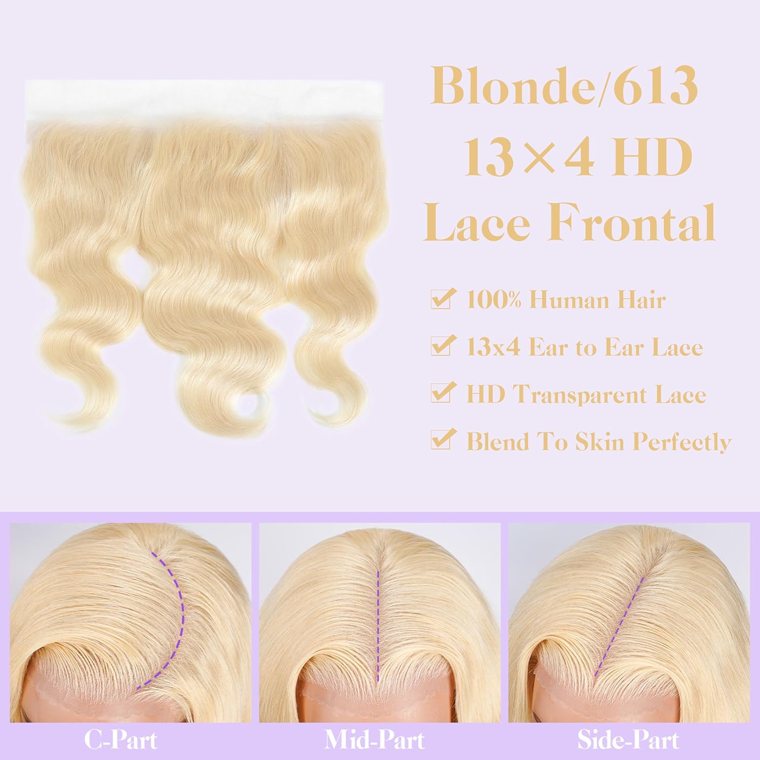 16A Blonde Body Wave Human Hair Bundles with Closure 16 18 20+14 Inch 613 Bundles Human Hair with 13X4 HD Lace Closure,Sew In Quick Weave Body Wave 100% Real Human Hair Bundles for Women
