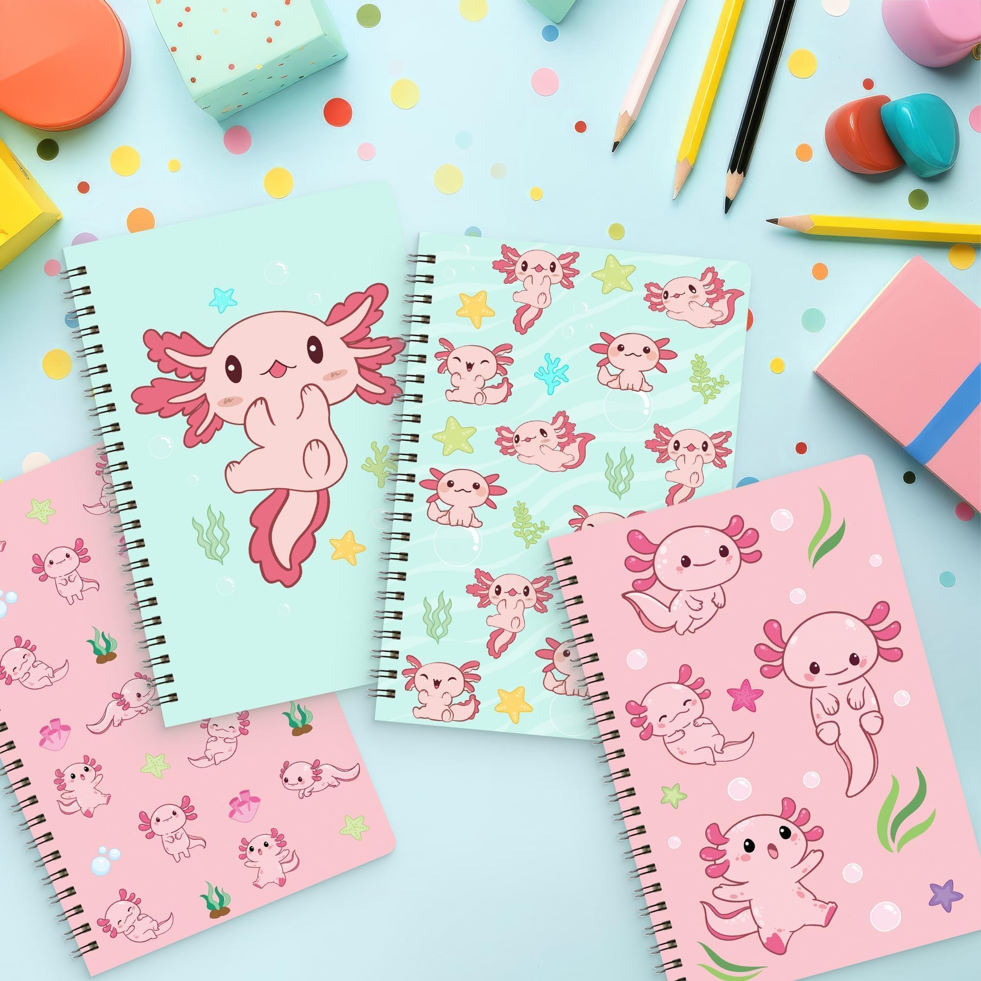 L1rabe 2 A5 Axolotl Spiral Notebooks Back To School Animal...