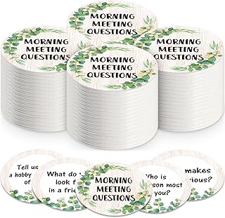 50 Morning Meeting Chips Questions Cards for Students, Classroom Questions Ideas Cards Conversation Starter for Classroom Icebreaker Activity Improve Communication Listening Skill (Eucalyptus Leaf)