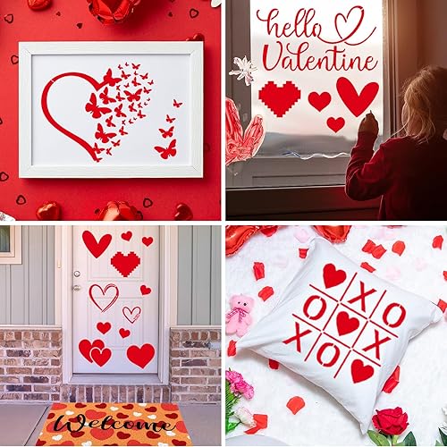 Miniatura 2 de Outus 11 plantillas de pintura de San Valentín, plantillas de corazón, mariposas de amor, plantillas reutilizables, plantillas de San Valentín de