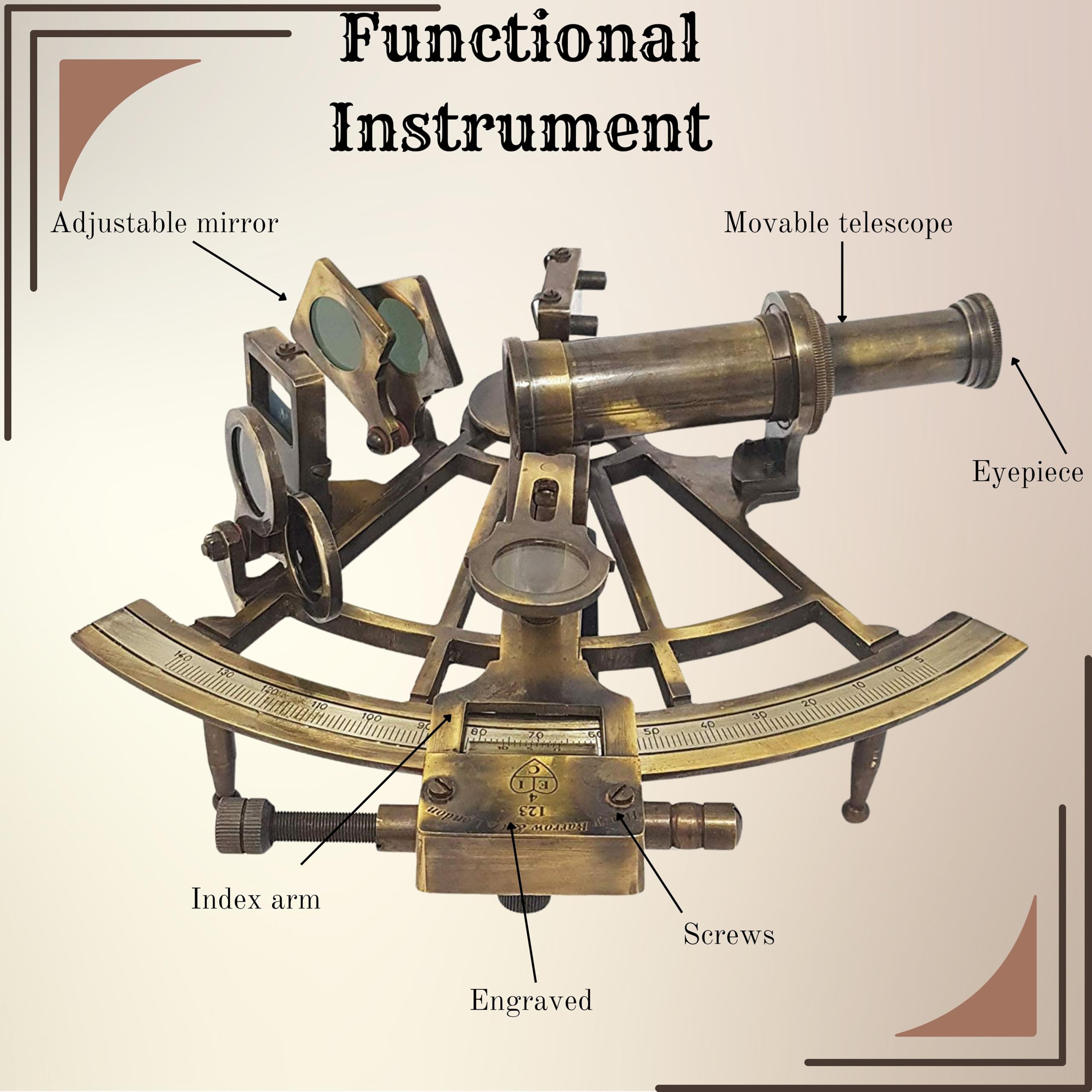 Medieval Replicas Sextant Strumenti in ottone solido che lavora la navigazione originale della nave di Sextant completamente funzionante Sextant