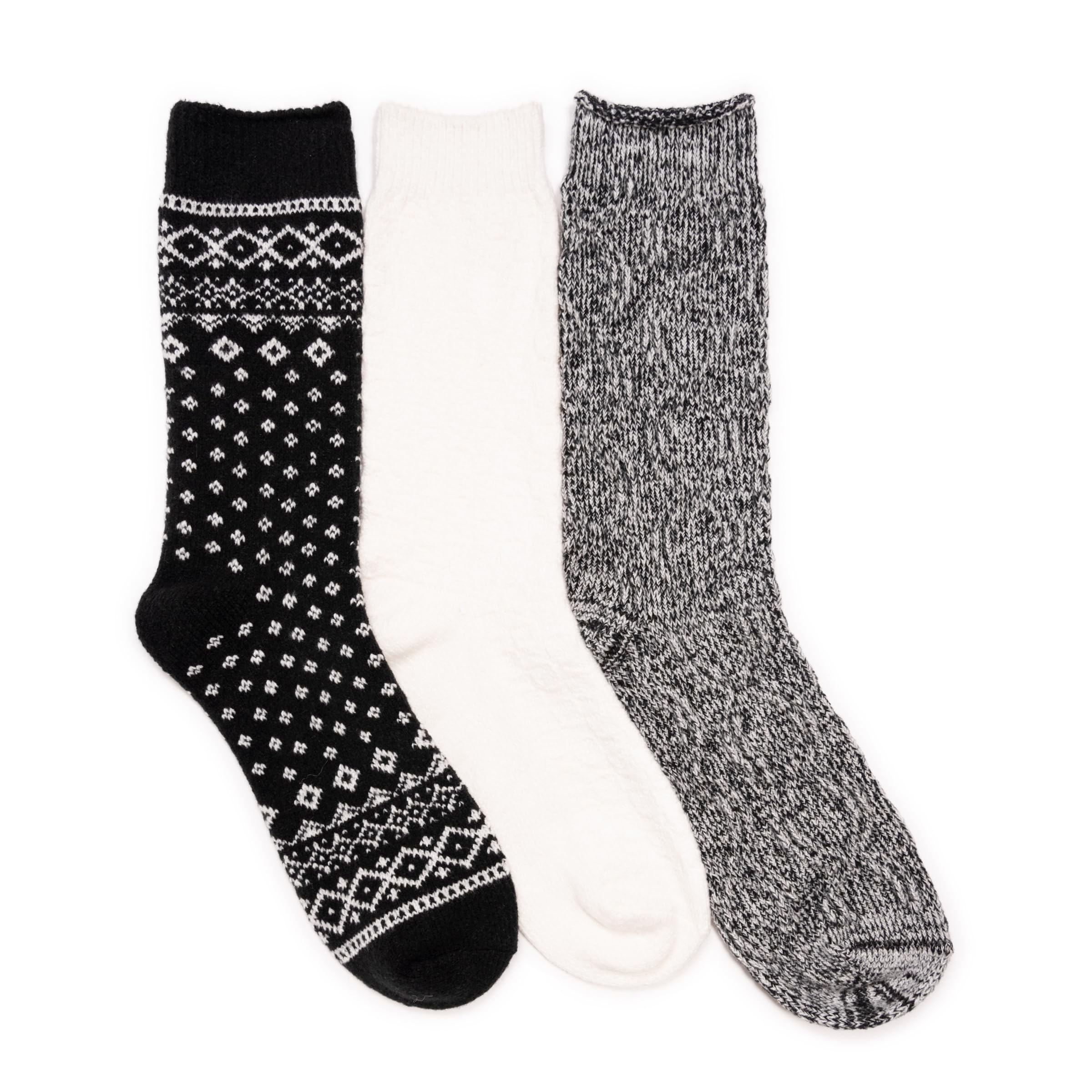 MUK LUKS Women's Boot Socks (3 Pair Pack), Black, One size