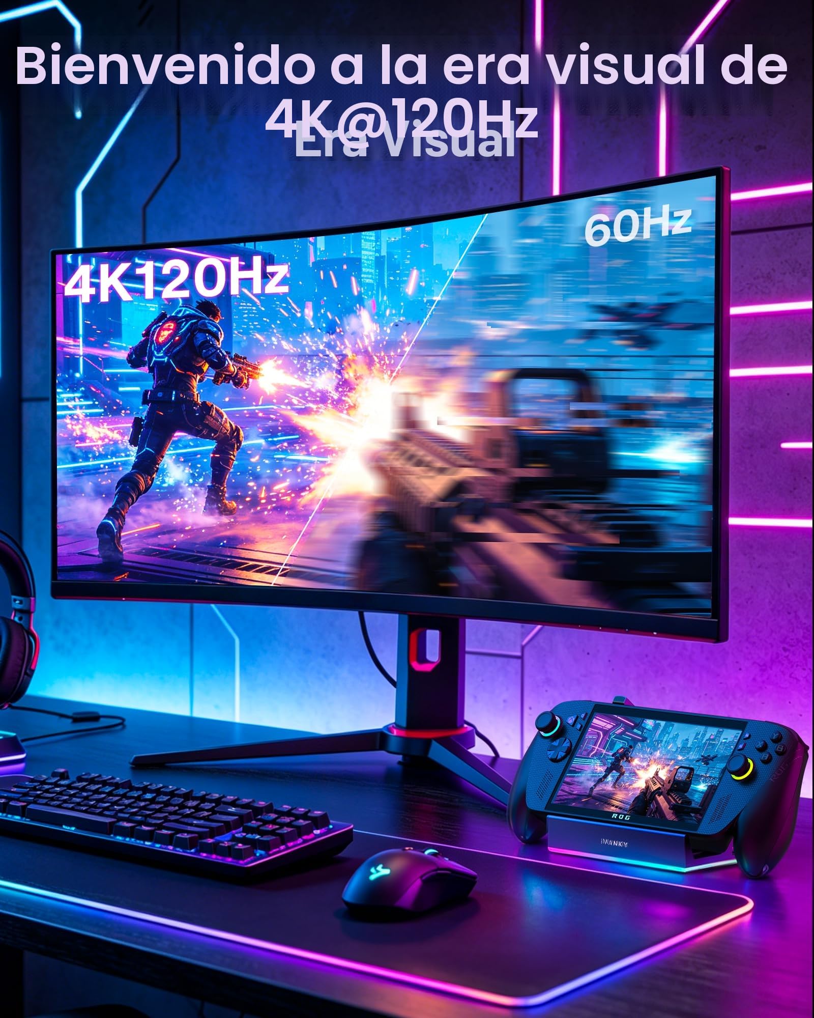 iVANKY 8 en 1 Estación de Acoplamiento para Valve Steam Deck OLED/ASUS ROG Ally Xbox X(2025)/Legion Go, ROG Alloy/Stream Deck Dock (14 en 1, Sin Fuente de alimentación)