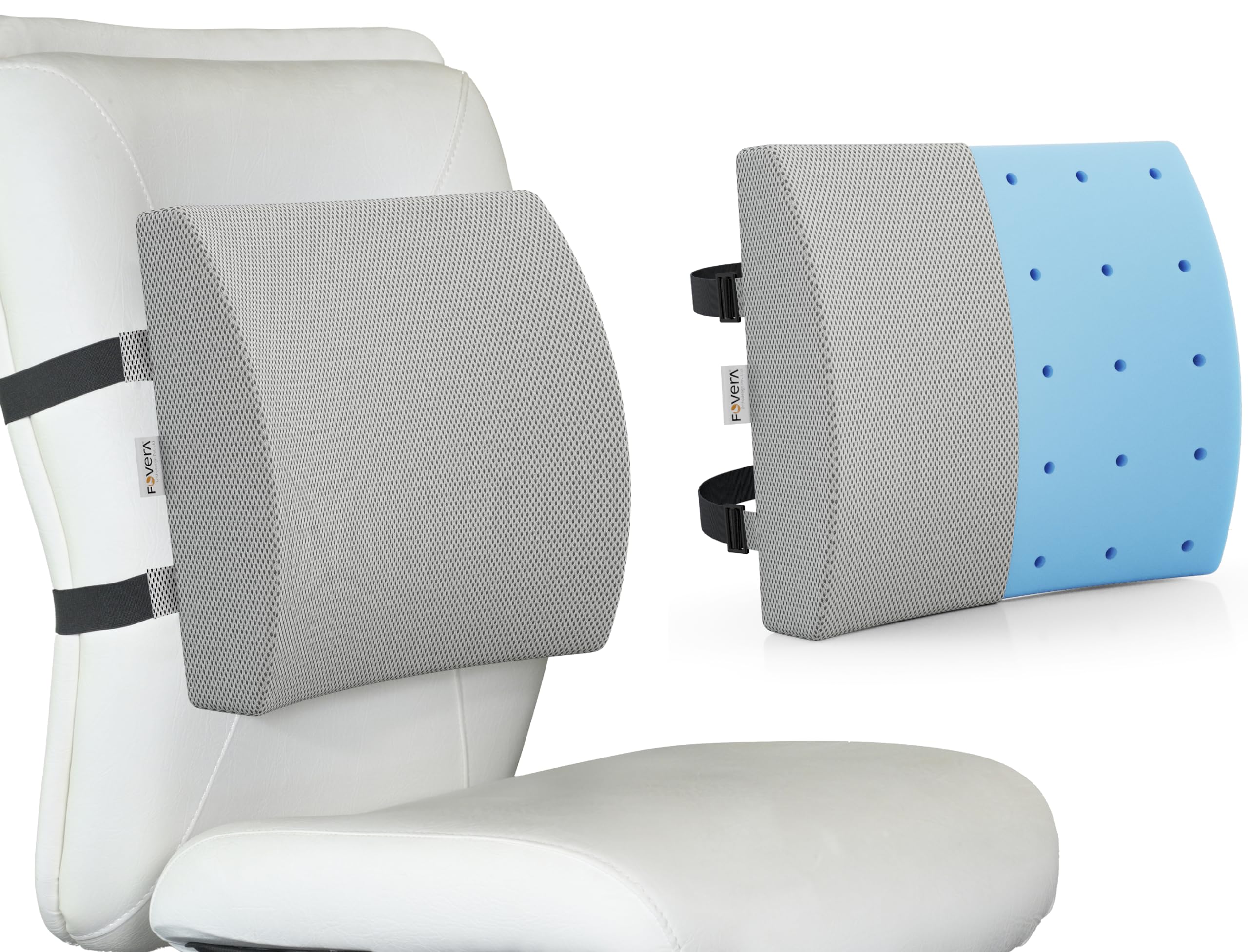 FOVERA Lumbar Support for Chair, Orthopedic Back Support Memory Foam Backrest Cushion - Designed for Back Pain Relief - Ideal Back Pillow for Computer/Office Chair (Mesh Grey, Standard) (B07DYYJC7K) Amazon Price History, Amazon Price Tracker