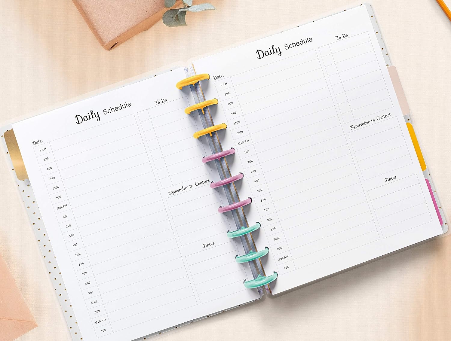 Hourly/Daily Planner Inserts for 9-Disc Classic Happy Planner, Classic Happy Planner Hourly Planner, Pre-punched Happy Planner Inserts, Pre-punched Daily Planner (PLANNER and TABS NOT INCLUDED)