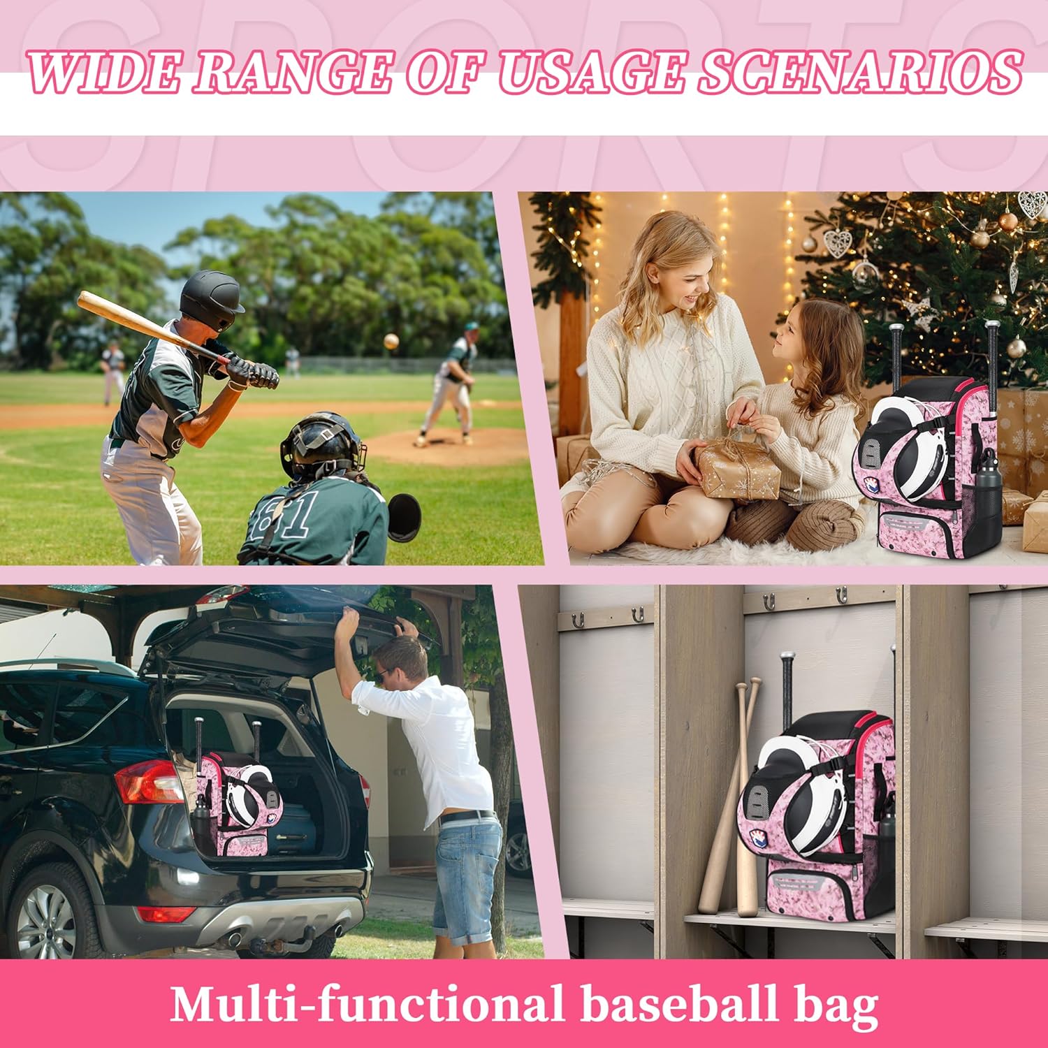 VBK Softball Bag for Girls,Kids Baseball Bag,Baseball Backpack for Boys,Tball Bag,Softball Equipment with Shoes and Ball Compartment