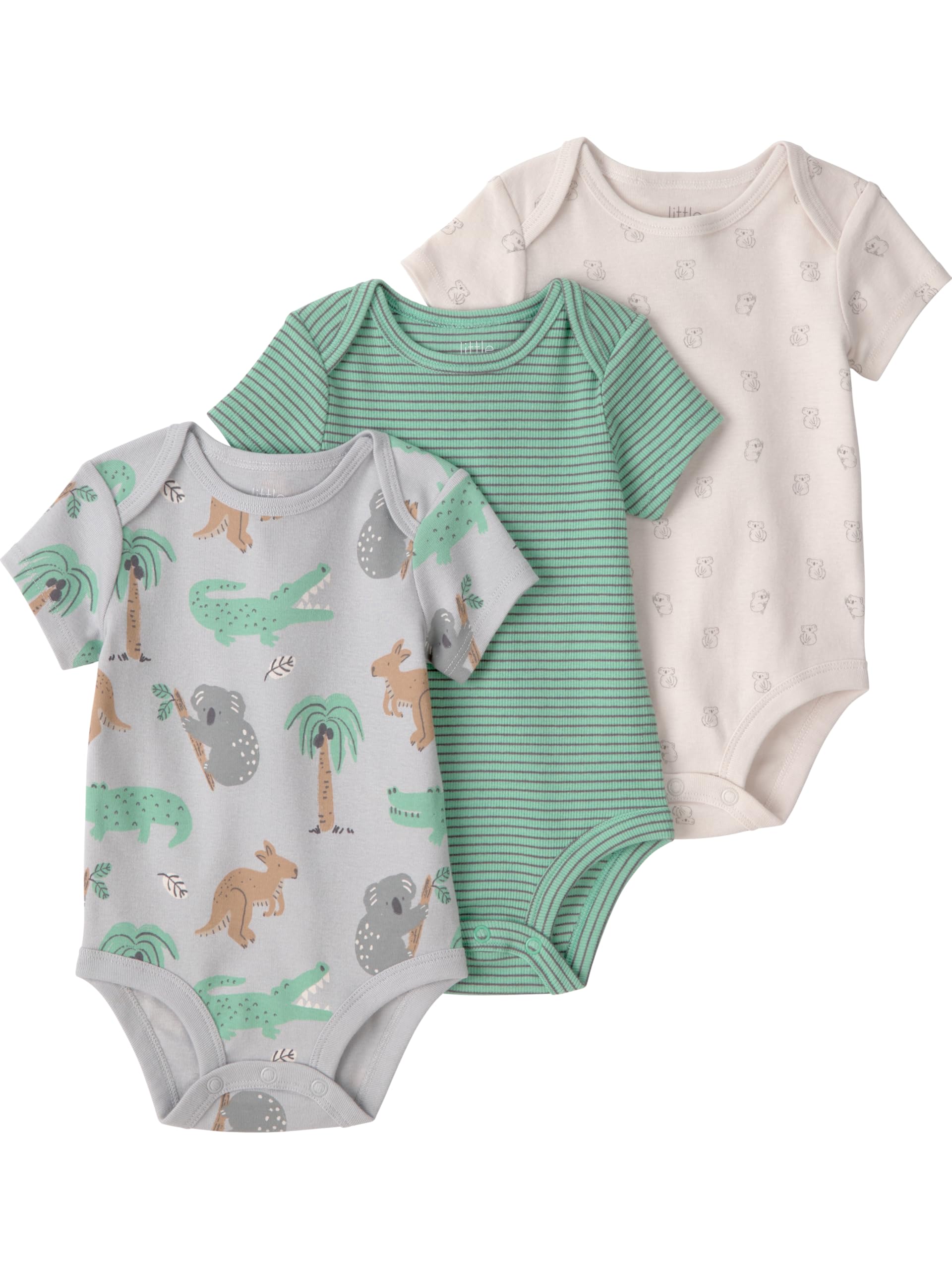 little planet by carter's Unisex Baby 3-pack Short Sleeve Bodysuits Made With Organic Cotton