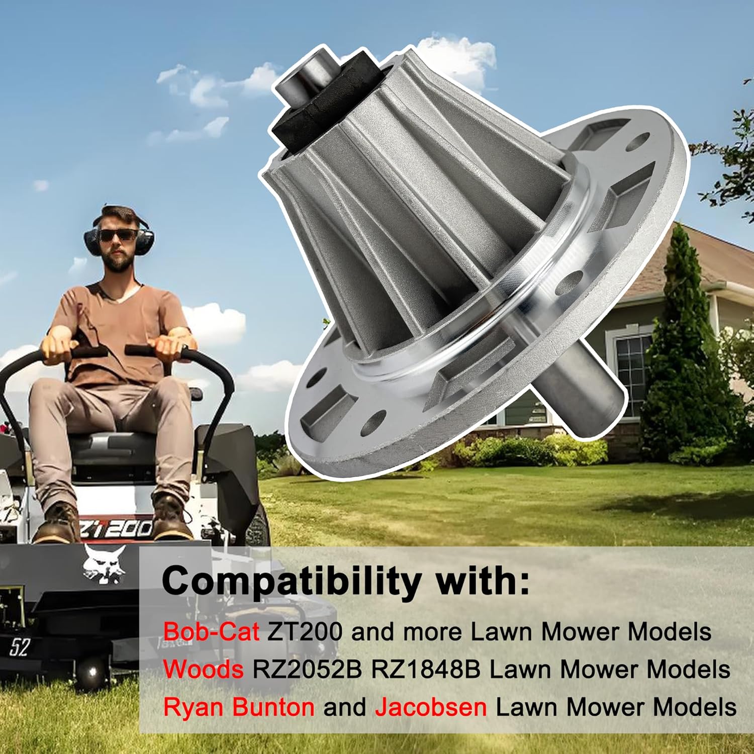 4165022 Mower Spindle Assembly Compatible with Bobcat ZT200 Ryan Bunton Jacobsen Replace 4115849 Center Mower Spindle Lawn Cutter Machine