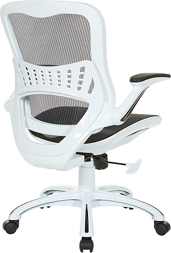 Miniatura 5 de OSP Home Furnishings Riley - Silla de escritorio de oficina ventilada para gerente con asiento y respaldo de malla transpirable, base blanca con
