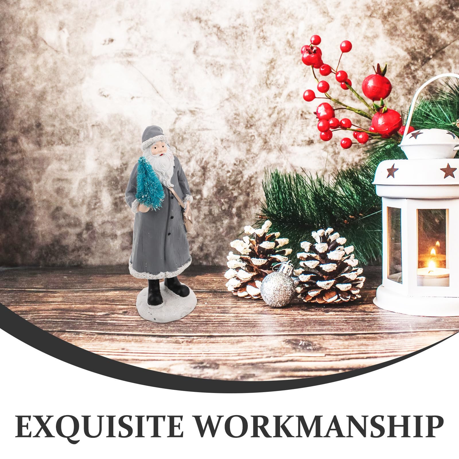 minkissy Statuetta Babbo Natale in Resina, Decorazione Creativa da Tavolo