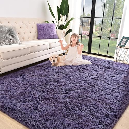 Miniatura 7 de Jelymark - Alfombra de interior peluda, mullida y supersuave para dormitorio, de 5 x 8pies, para sala de estar, decoración del hogar, dormitorio y