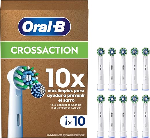 🚫 [CADUCADO] 🔥 Oral-B Pro CrossAction Cabezales de Recambio Originales, Blanco, Pack de 10