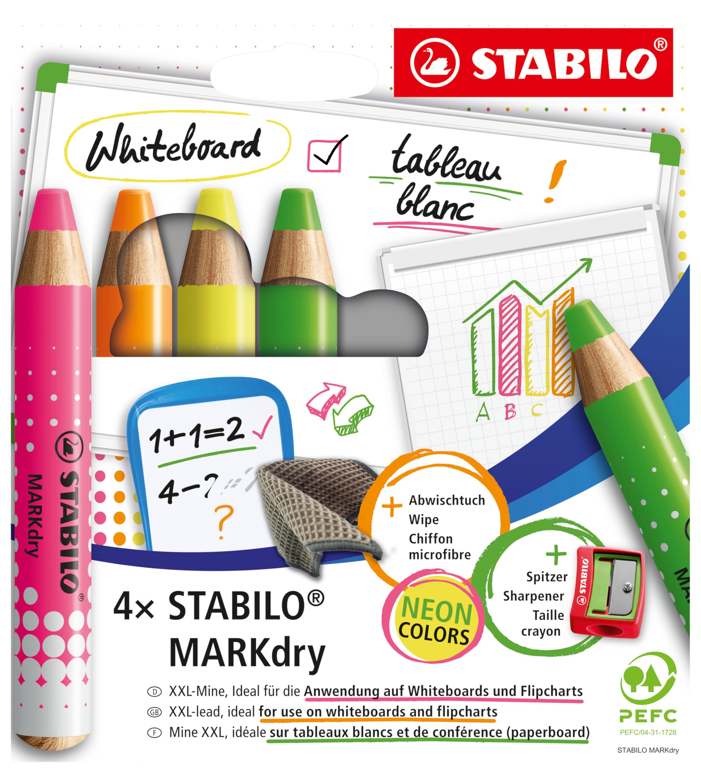 Amazon.com : STABILO MARKdry Dry Erase Whiteboard Marker Pen Set