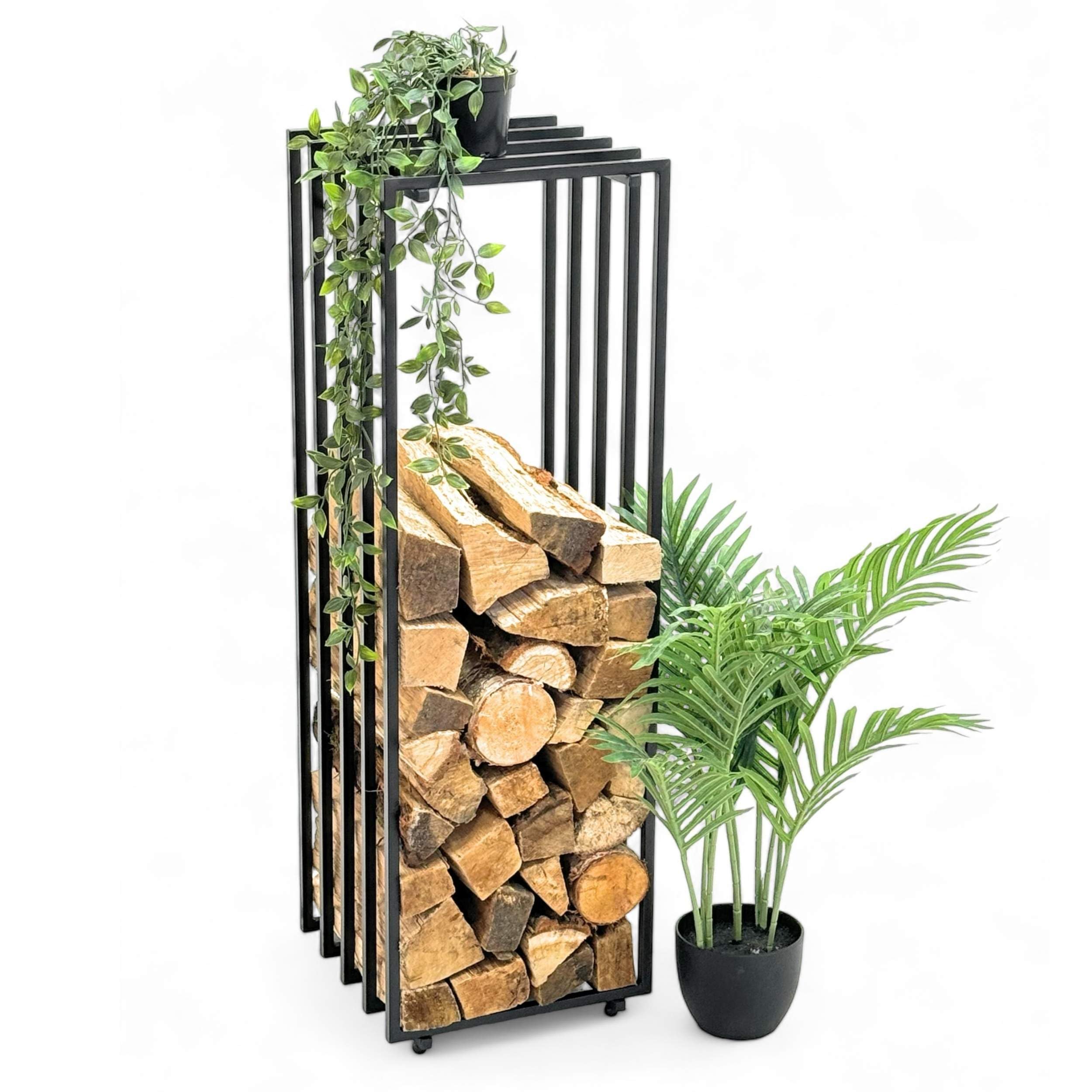 DanDiBo Kaminholzregal Innen Metall Schwarz Feuerholzregal Brennholzregal Kaminholzständer 96609 Kaminholzhalter