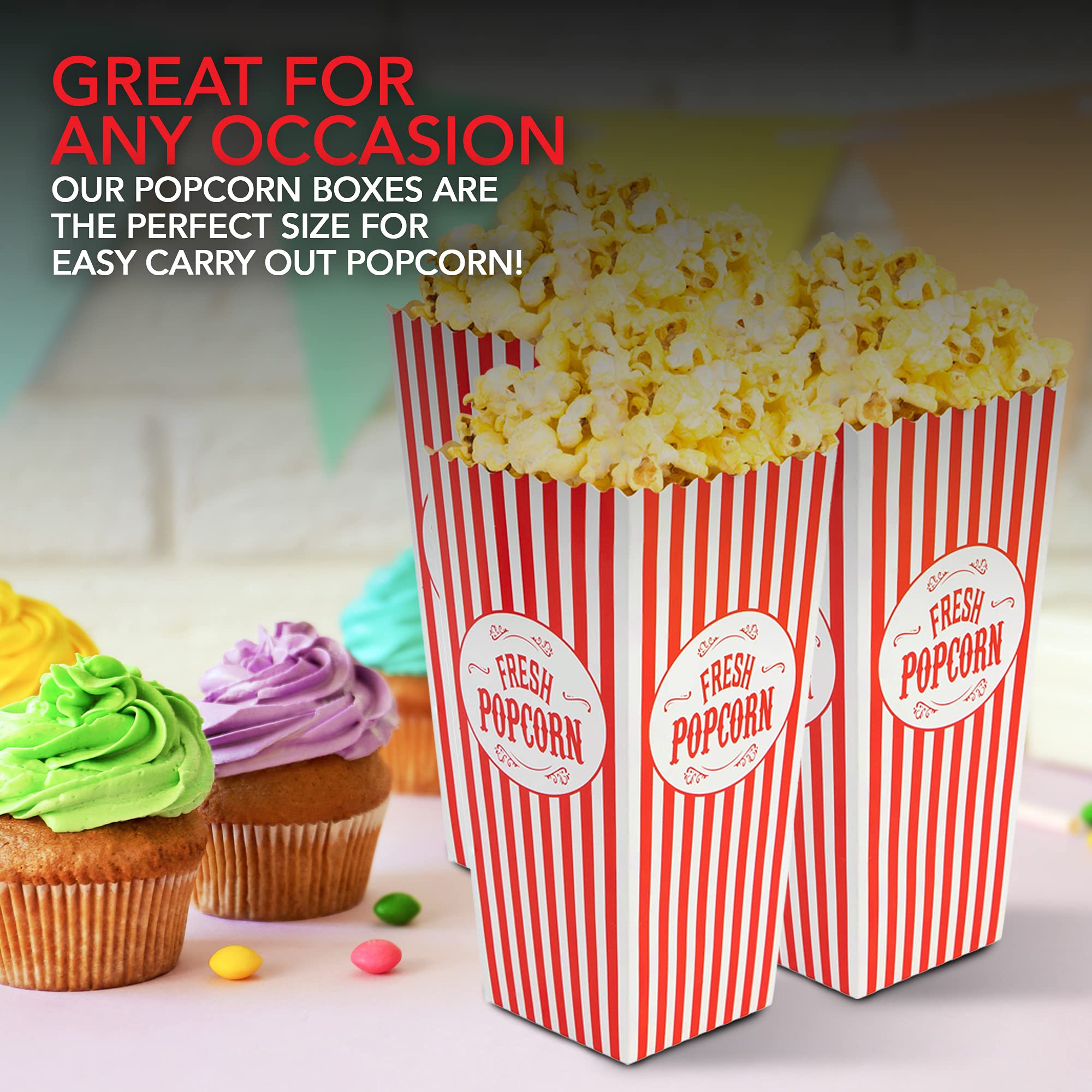 Stock Your Home 46 Oz Popcorn Containers (25 Count) Greaseproof Classic