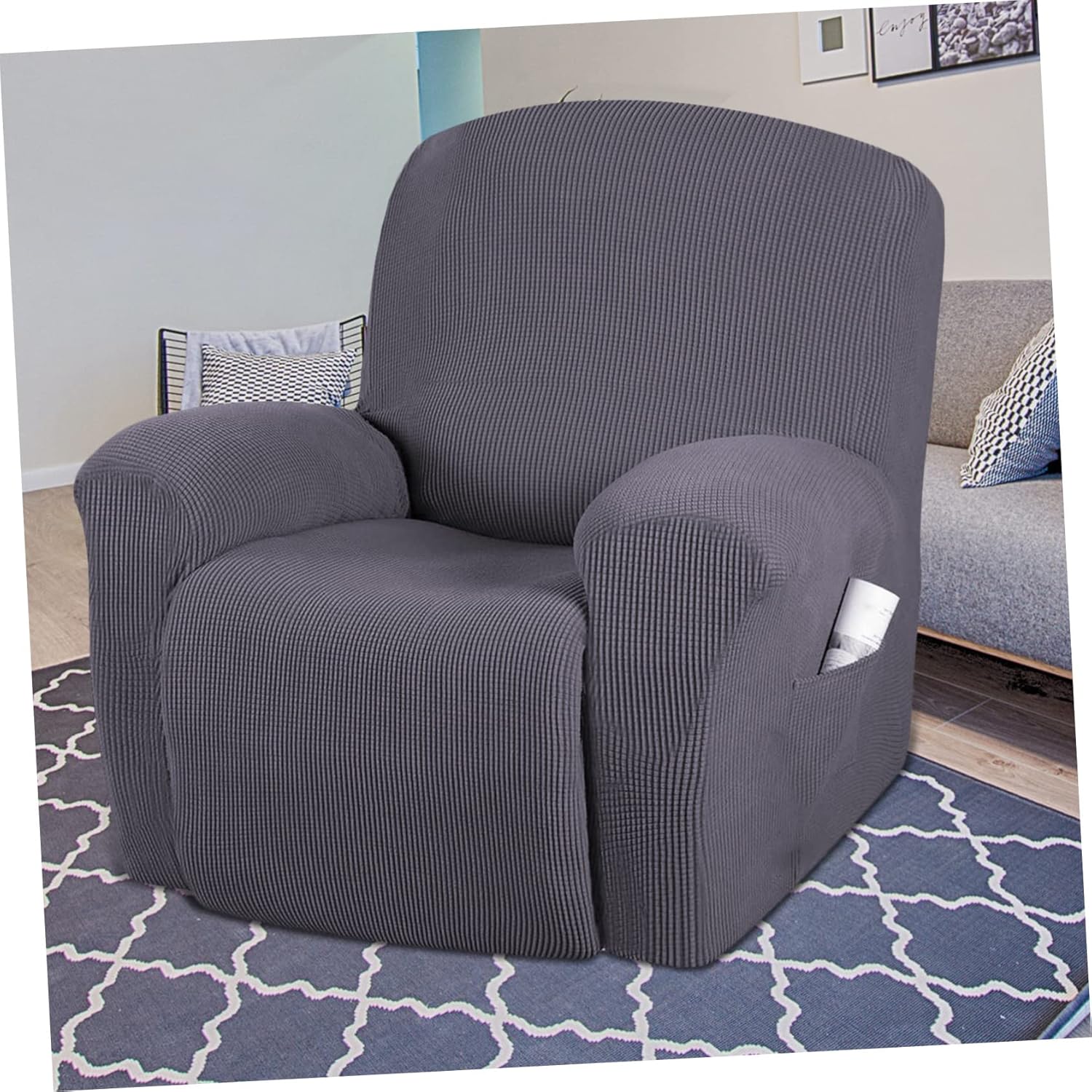 Stretch Recliner Slipcovers Soft Fleece Fabric Full Coverage Waterproof 1-Piece Design for Living Room Furniture Easy Installation Suitable for Armchairs and Recliners