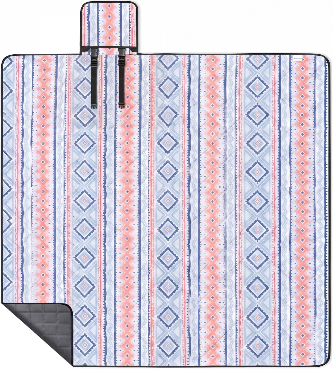 Large 80"x80" Waterproof Picnic Blanket, Sandproof Beach Mat with 5-Layer Material, Portable Foldable Design with Storage Pocket, Adjustable Shoulder Strap for Camping, Hiking, Travel, Blue