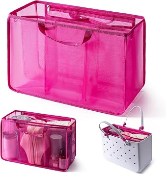 Beach Bag Organizer for X Large Bogg Bag Accessories, Lightweight Mesh Divider Insert for Original XL Bogg Bag, Beach Travel Storage Organizer Large, Hot Pink