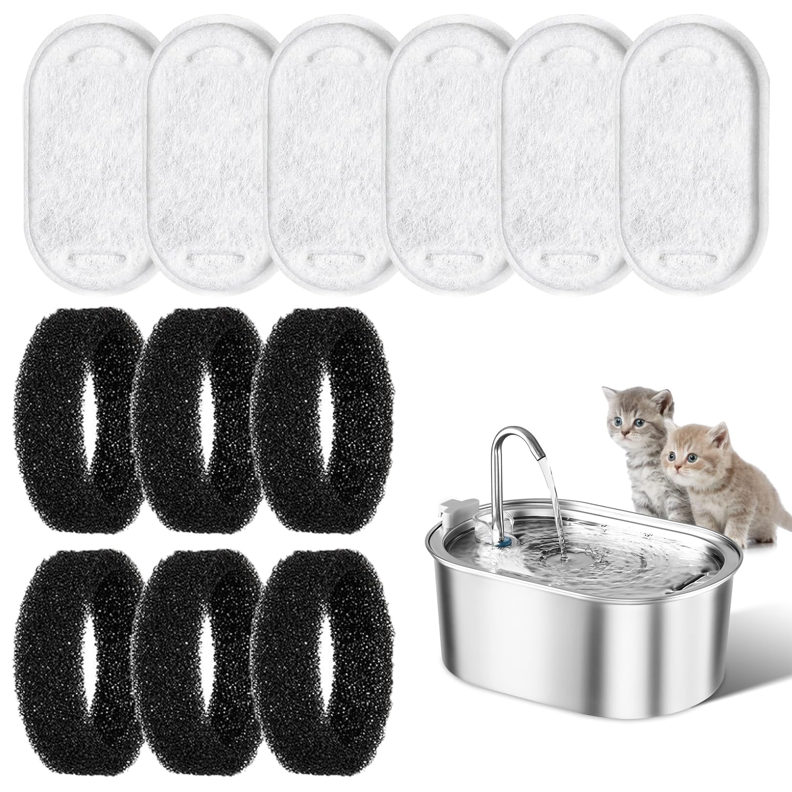 Fresh & Clean Water for Cats, 12 PCS Cat Fountain Filters Set