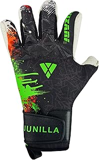 Vizari Junilla F.P. Soccer GK Goalkeeper Gloves with Finger Protection for Adults and Teens | Professional Level (Black / White, Size 9)
