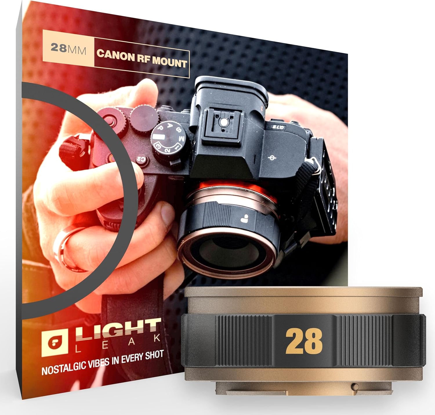 PolarPro LightLeak Lens 28mm - Dispo Film Look for Digital Cameras | Adjustable Light Leak Ring, Fixed F/11 Aperture – Vintage Disposable Looks w/Soft Focus, Grain & Lens Flares – for Canon RF Mount