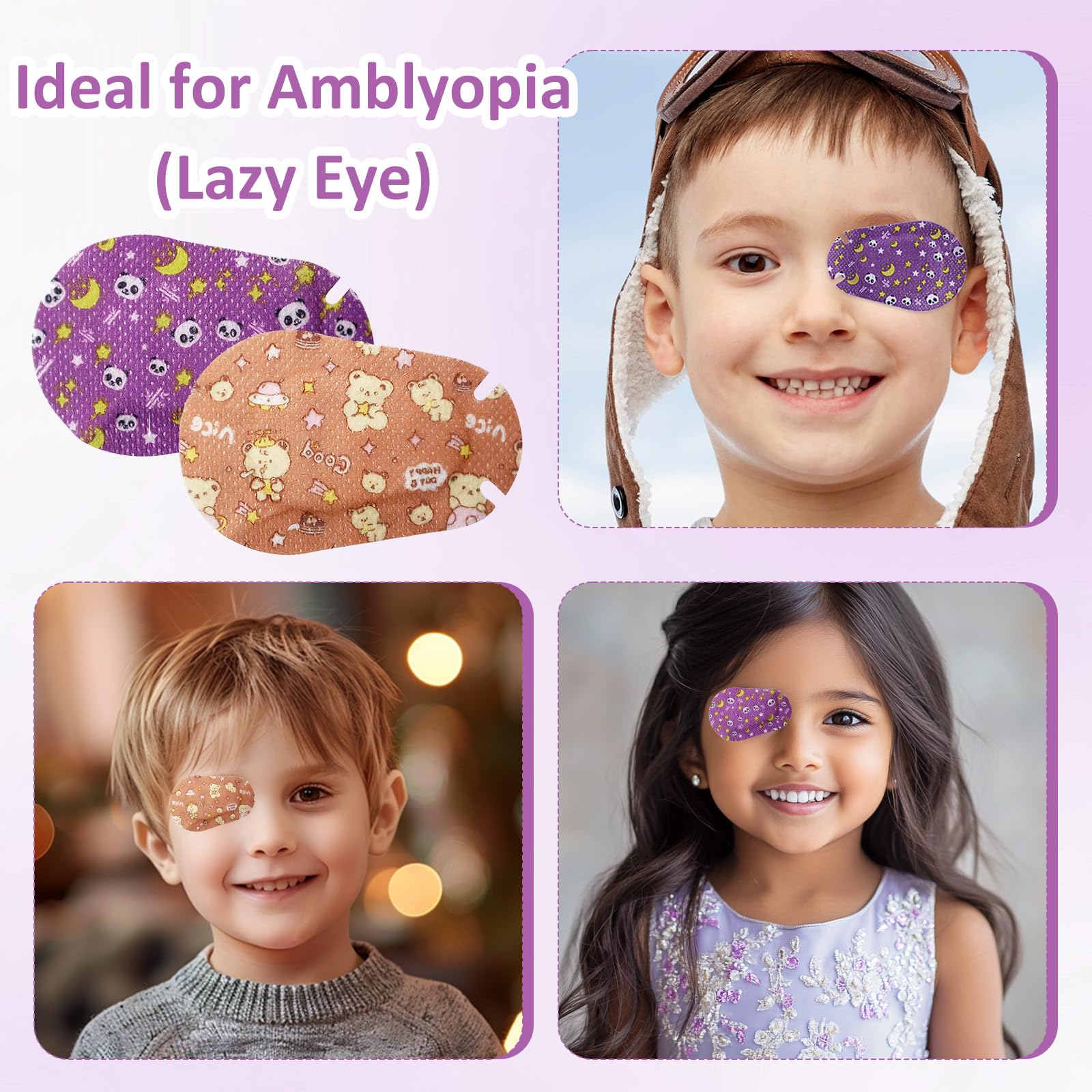 BendJoy® 44Pcs Eye Patch for Kids - Breathable Cotton Adhesive Eye Patches for Lazy Eye, Single Eye Mask for After Surgery Recovery, Non-Woven Fabric Eye Cover for Kids Vision Correction 4