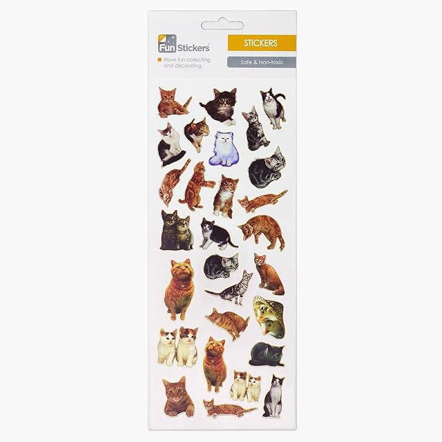 Cats and Kittens Stickers for Children, Kids, Toddlers, Adults - Scrapbook Craft Decorating Activities and Party Bag Filler Favours - Fun Cool Cute Sticker Pack for Boys Girls