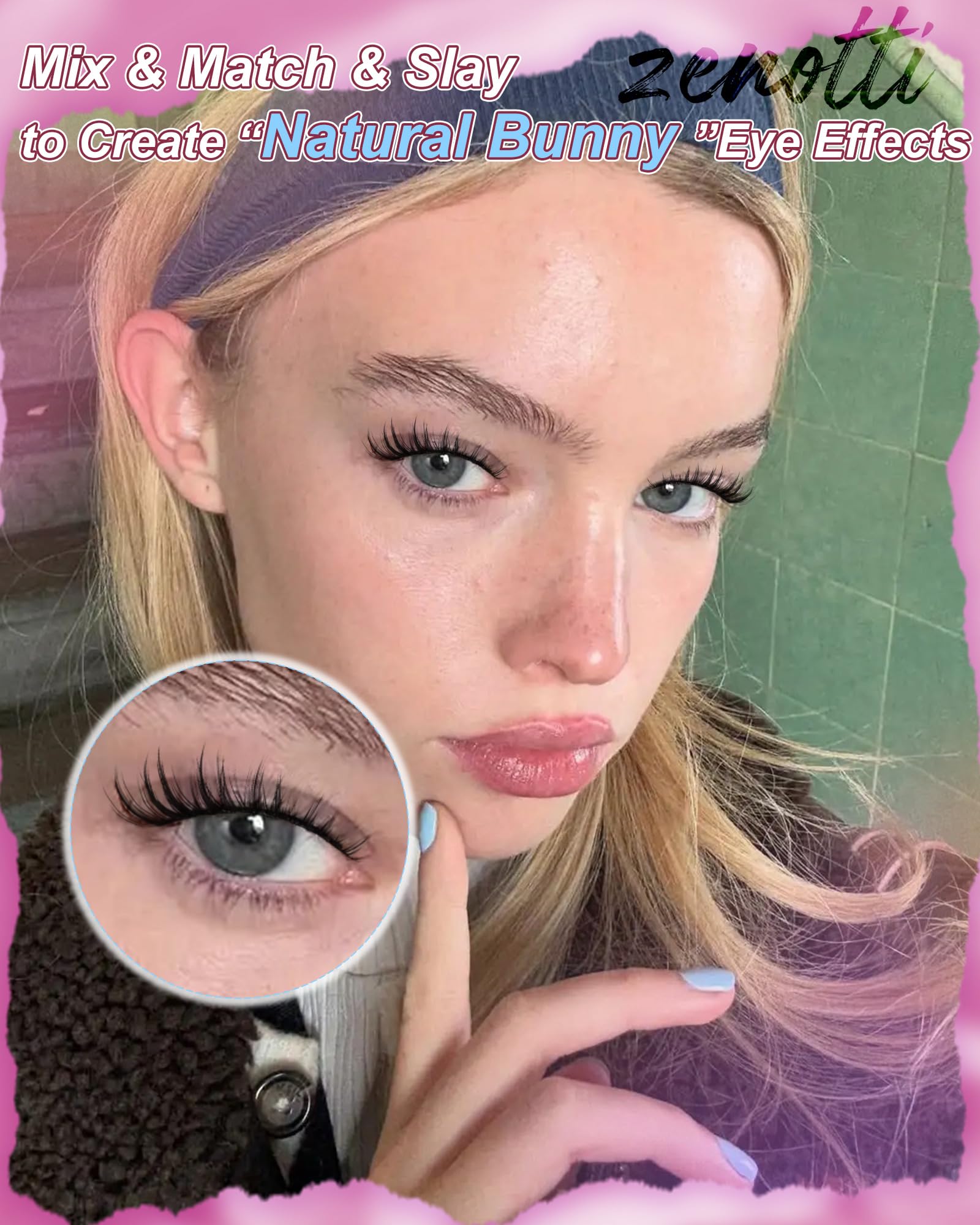 Natural Lash Clusters Manga Eyelash Clusters Wispy Cluster Eyelash Extension Bunny Anime Fairy Individual Lashes Invisible Band Cluster Lashes Freya DIY Lash Extensions C-Curly 8-16mm by zenotti - 5