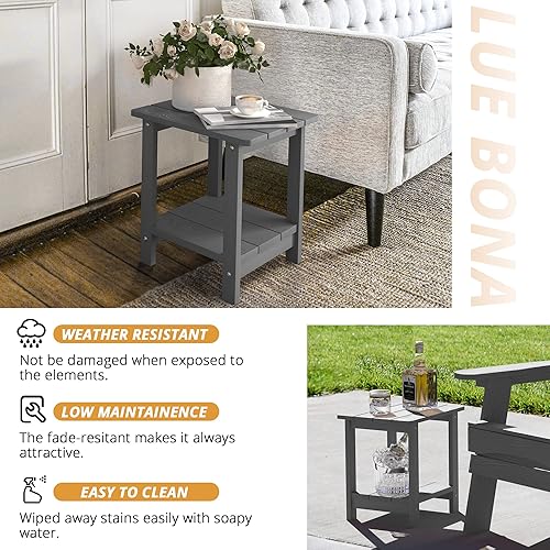 Miniatura 104 de LUE BONA HDPS - Mesa auxiliar para exteriores, pequeñas mesas auxiliares Adirondack para exteriores, mesa auxiliar exterior para patio, porche, Negro