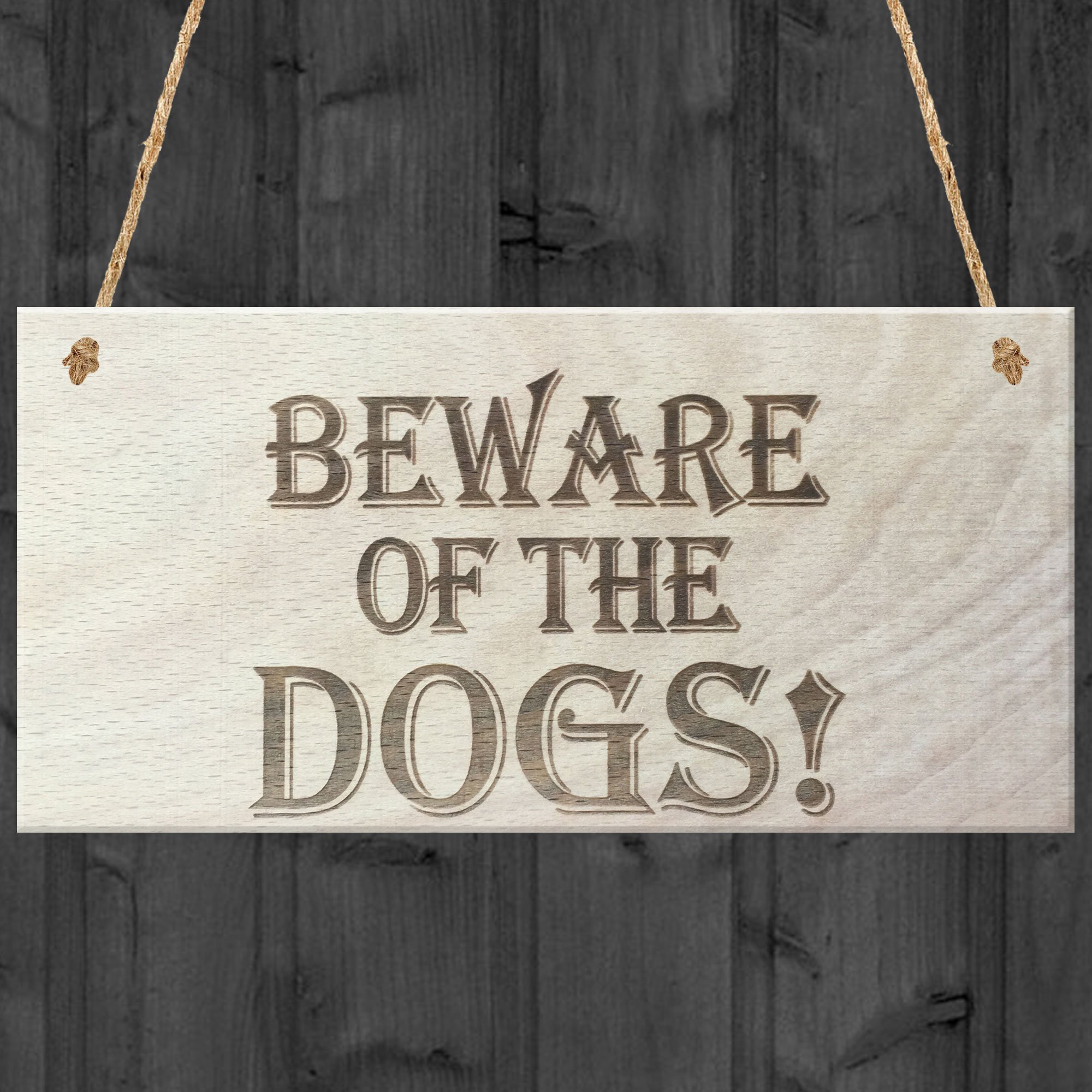Red Ocean Beware Of The Dogs Wooden Hanging Shabby Chic Plaque Gift